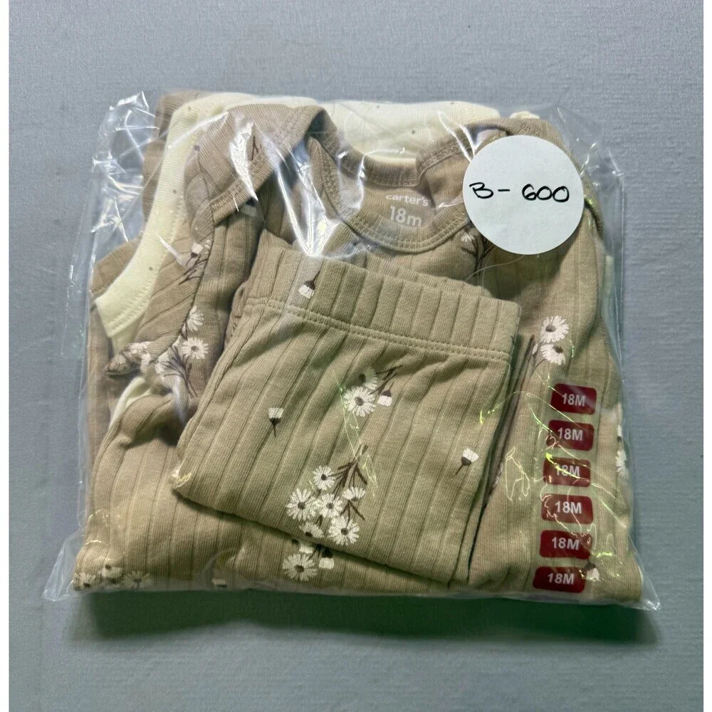 NWT Carter's 3-Piece Outfit Set Baby Girls 18 Months Taupe Long Sleeve Comfort